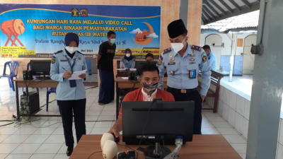 Syawalan Bersama Keluarga, WBP Rutan Wates Ikuti Video Call Lebaran