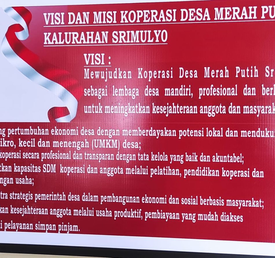 Kalurahan Srimulyo Jadi Nominator Tempat Pencanangan Kopdes Merah Putih Secara Nasional