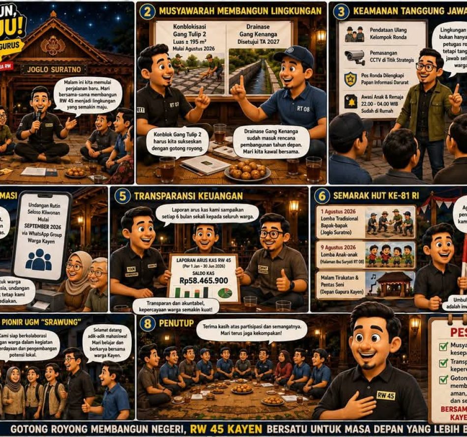 Perkuat Gotong Royong, Transparansi, dan Pelayanan Warga, Pengurus RW 45 Kayen Gelar Rapat Perdana Pasca Pengukuhan